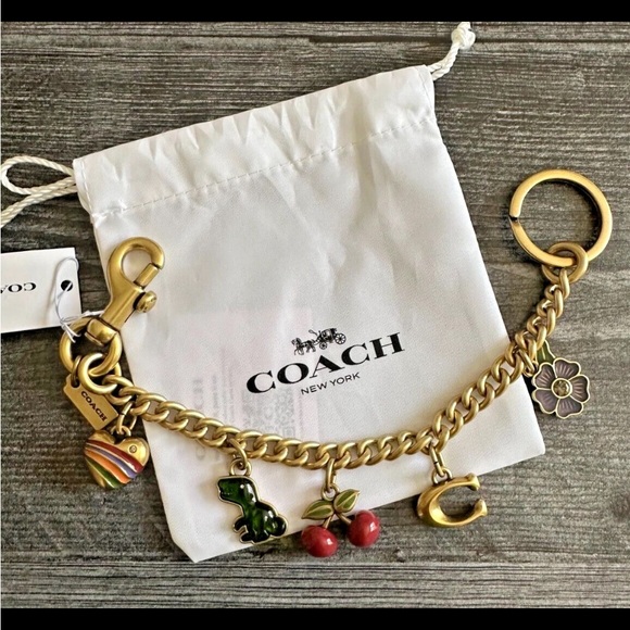 COACH GOLD SWAGGER CHAIN W/CHARMS REXY, CHERRIES ๐ HOST PICK!!! NWT - Picture 10 of 10